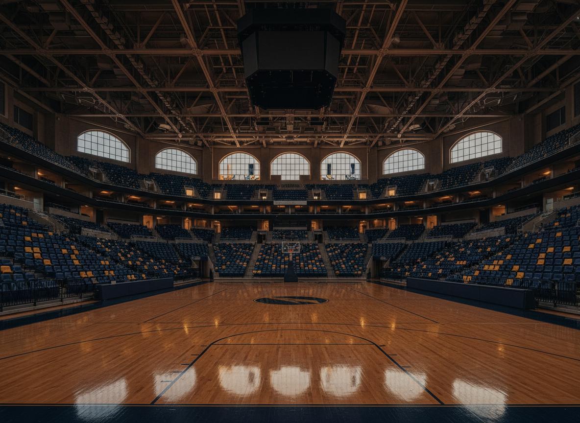 Palazzetto del basket in un'atmosfera serale