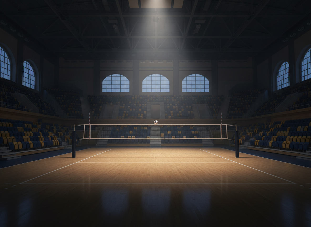 Palazzetto della pallavolo in un'atmosfera serale